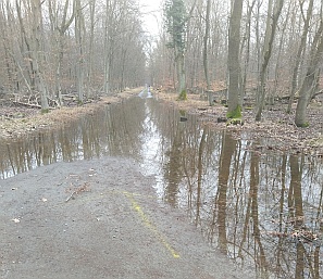 Hochwasser auf der alten Laufstrecke am 10.2.24